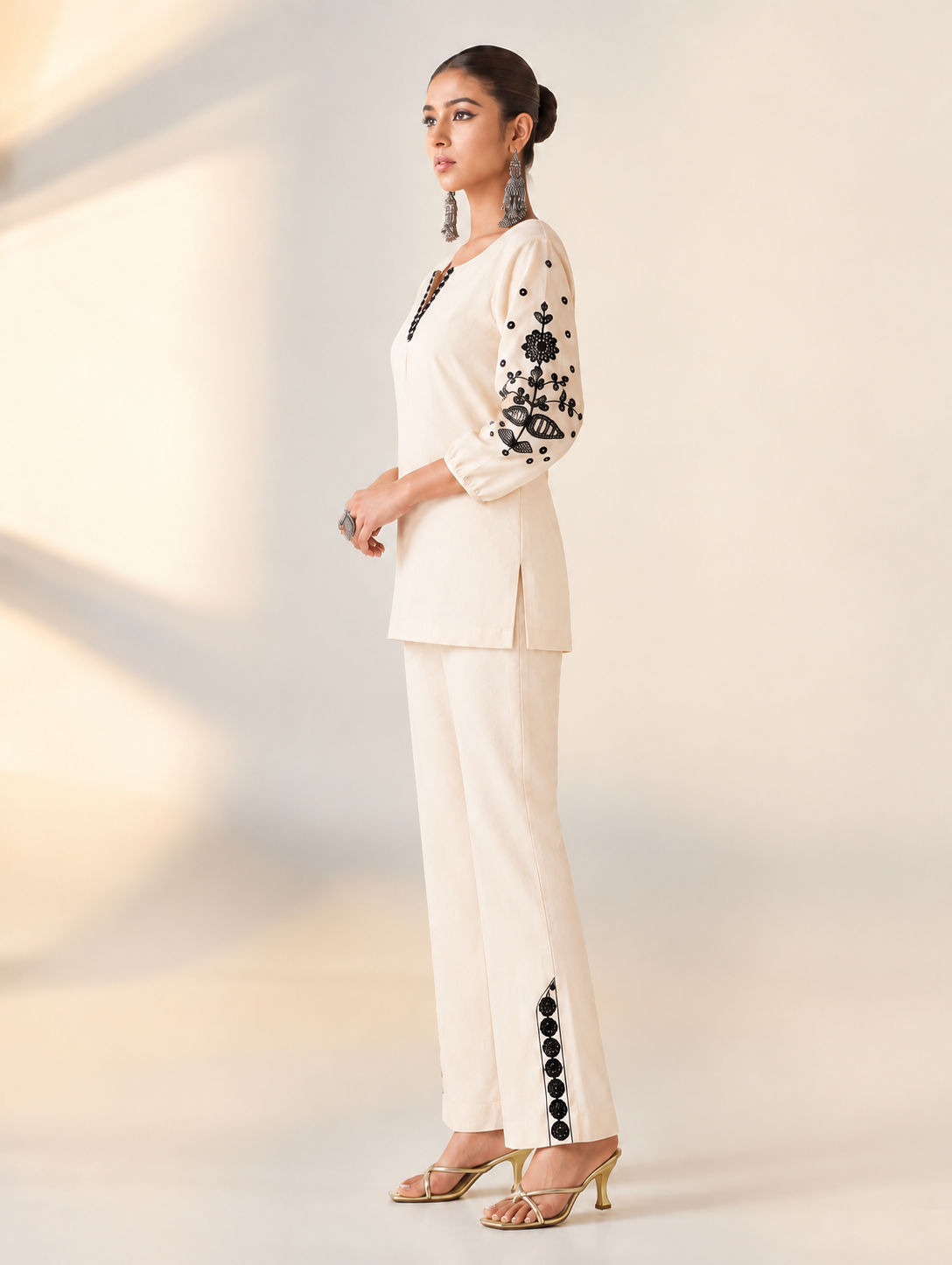 Straight Fit Embroidered Co-ord Set